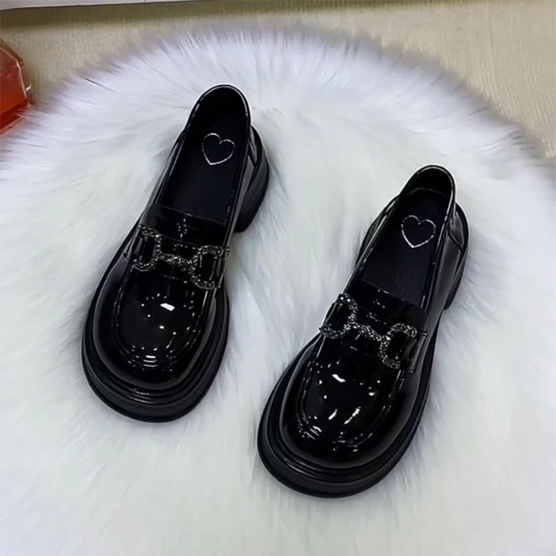 断码清仓真软皮乐福鞋女2025新款百搭松糕厚底小皮鞋增高软底单鞋