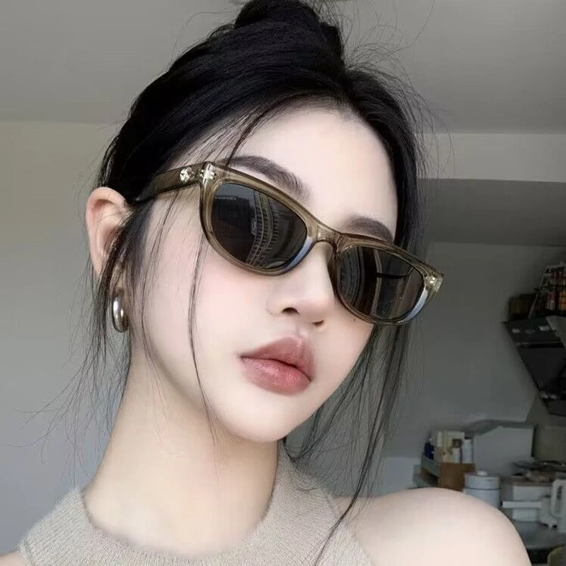 新款韩版绿色猫眼复古墨镜女潮街拍高级感大脸显瘦防晒百搭太阳镜
