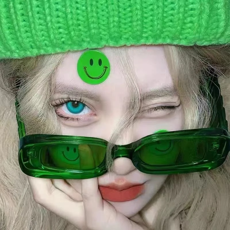 2023年欧美小众墨镜浮夸3D方形墨绿色太阳眼镜小红书网红同款中性