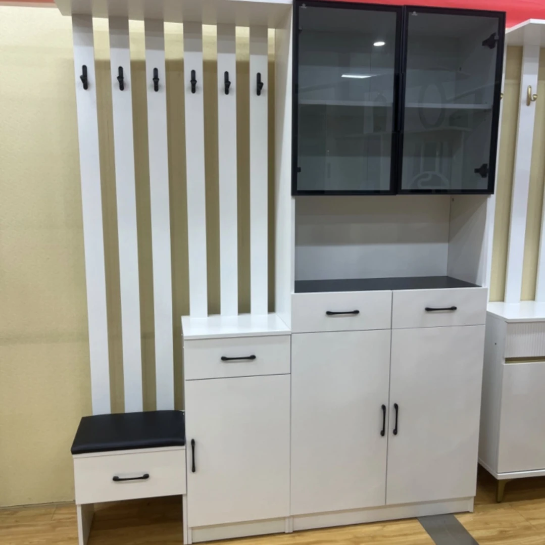 白色客厅置物隔断玄关屏风烤漆柜子轻奢鞋架家用柜门储物柜鞋架