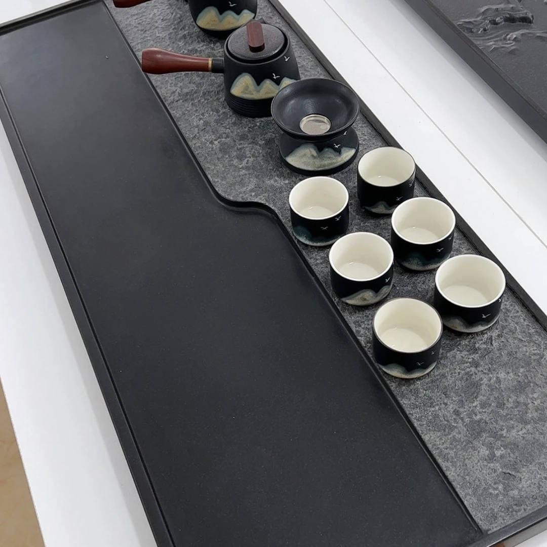 【闪购商品】乌金石80-40茶盘加侧把壶