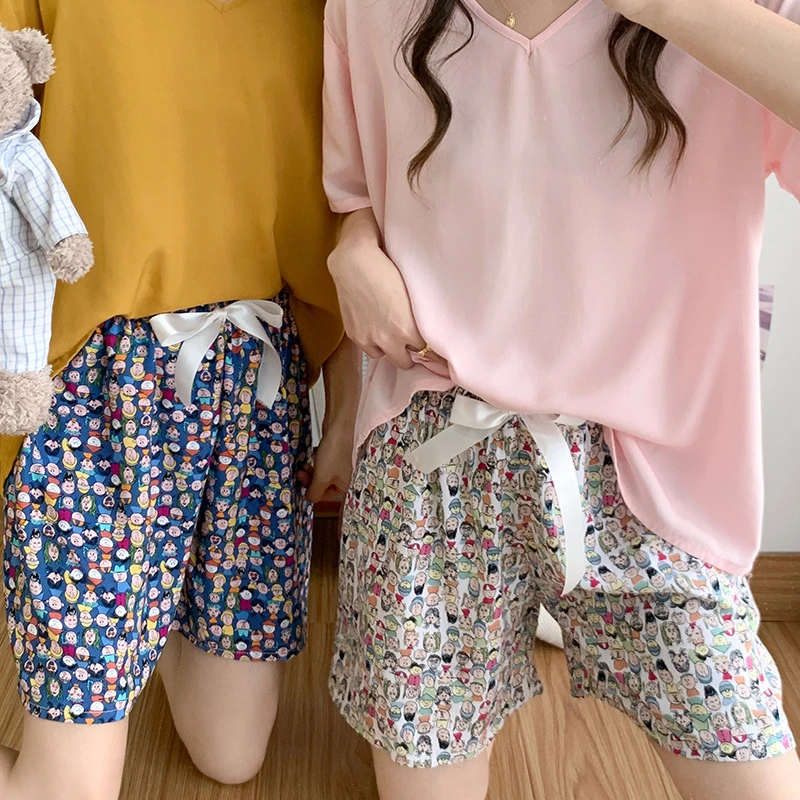 睡觉穿！棉绸睡裤女夏短裤网红薄款人造棉可外穿日系单裤