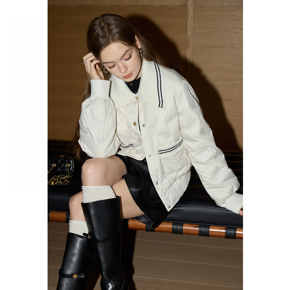 3208【90白鸭绒】库恩玛维香风羽绒服女2025年冬季新款短款保暖外套