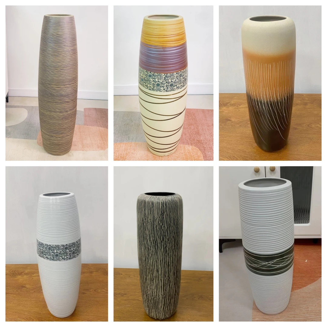 50公分景德镇落地陶瓷花瓶 玄关摆放花瓶 手工陶瓷新中式风花瓶