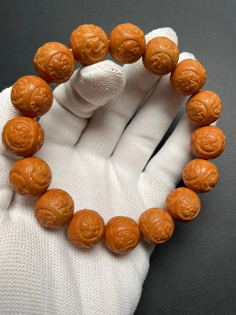 猴头核桃雕刻 四大神兽手串  文玩好物