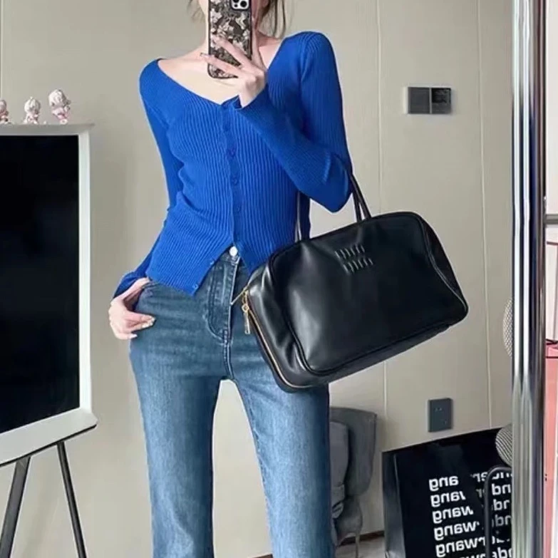 开衫针织衫克兰茵蓝百搭打底衫毛衣显瘦气质长袖时尚洋气秋冬