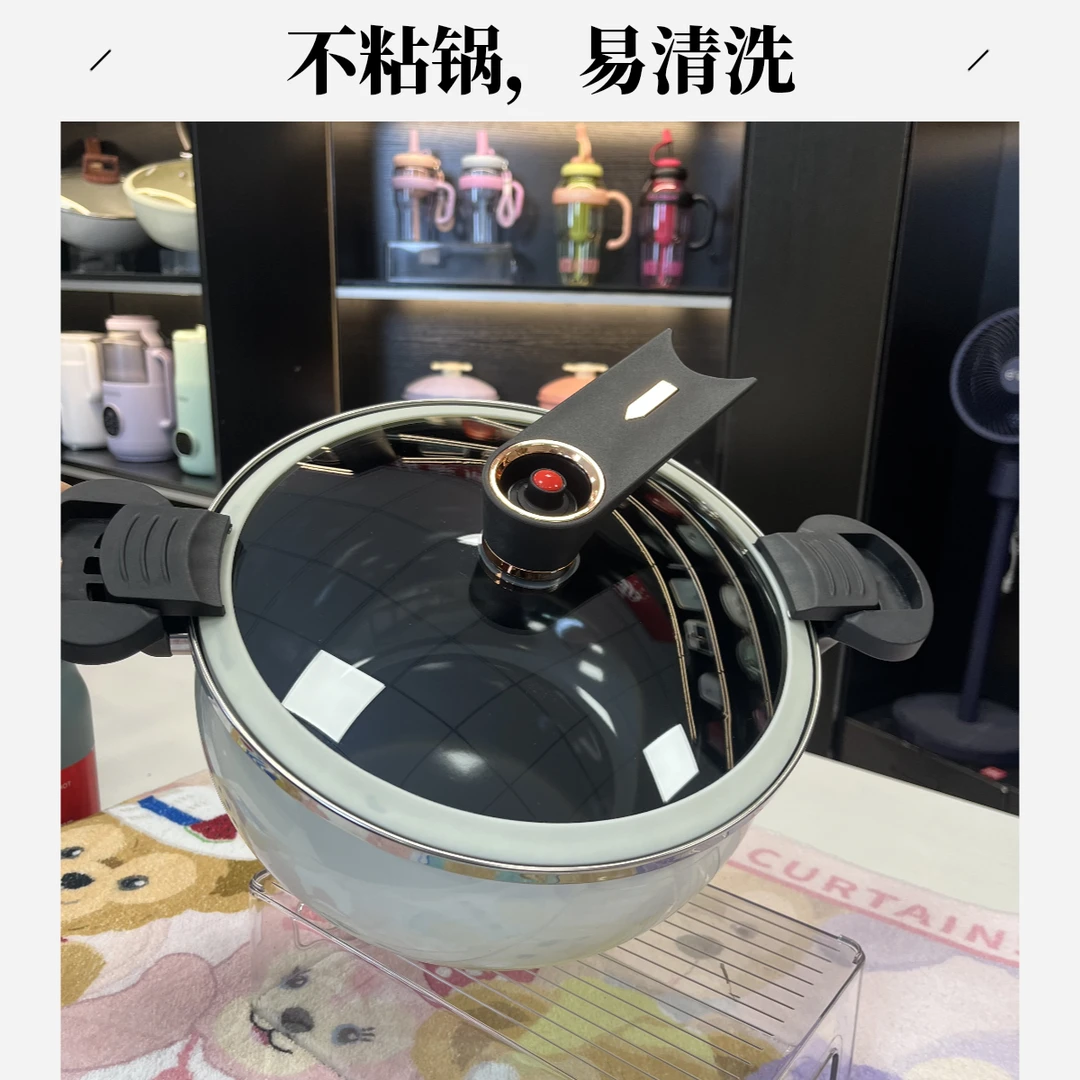 新款家用白色胖墩墩陶瓷釉微压韩式双耳煤气灶用7L大容量送盖子ay