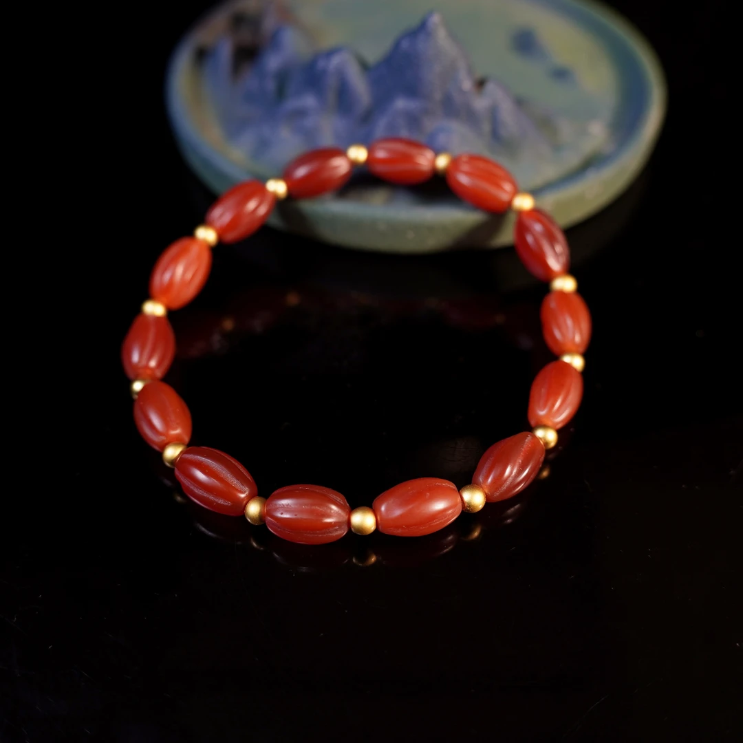 H2403051020/清代/瓜棱玛瑙手串 传承 佩戴 多样性发货  TY