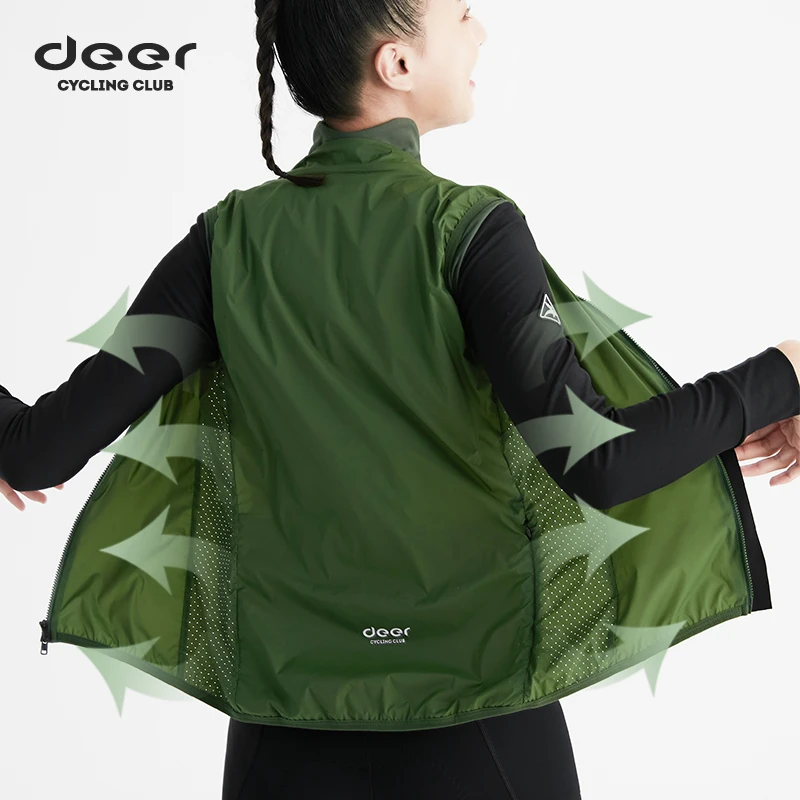 deer破风骑行马甲女春秋自行车服公路车服防风防雨防晒轻量透气外