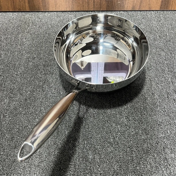 迪尼兰24CM镜面雪平锅316不锈钢奶锅家用小炒锅不粘锅加厚煮奶锅