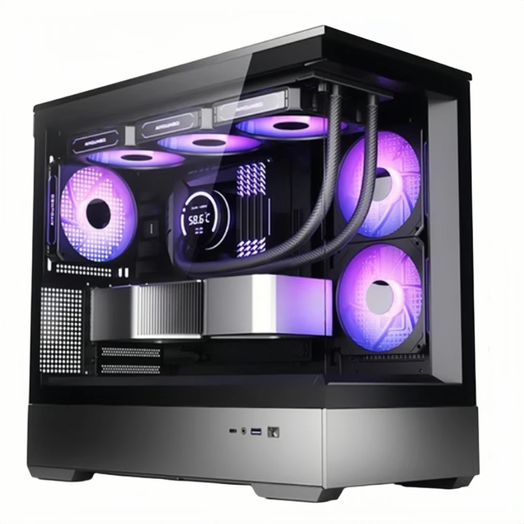 畅玩3A游戏/吃鸡/LOL海景房水冷电脑纯白diy彩虹迷你办公黑色