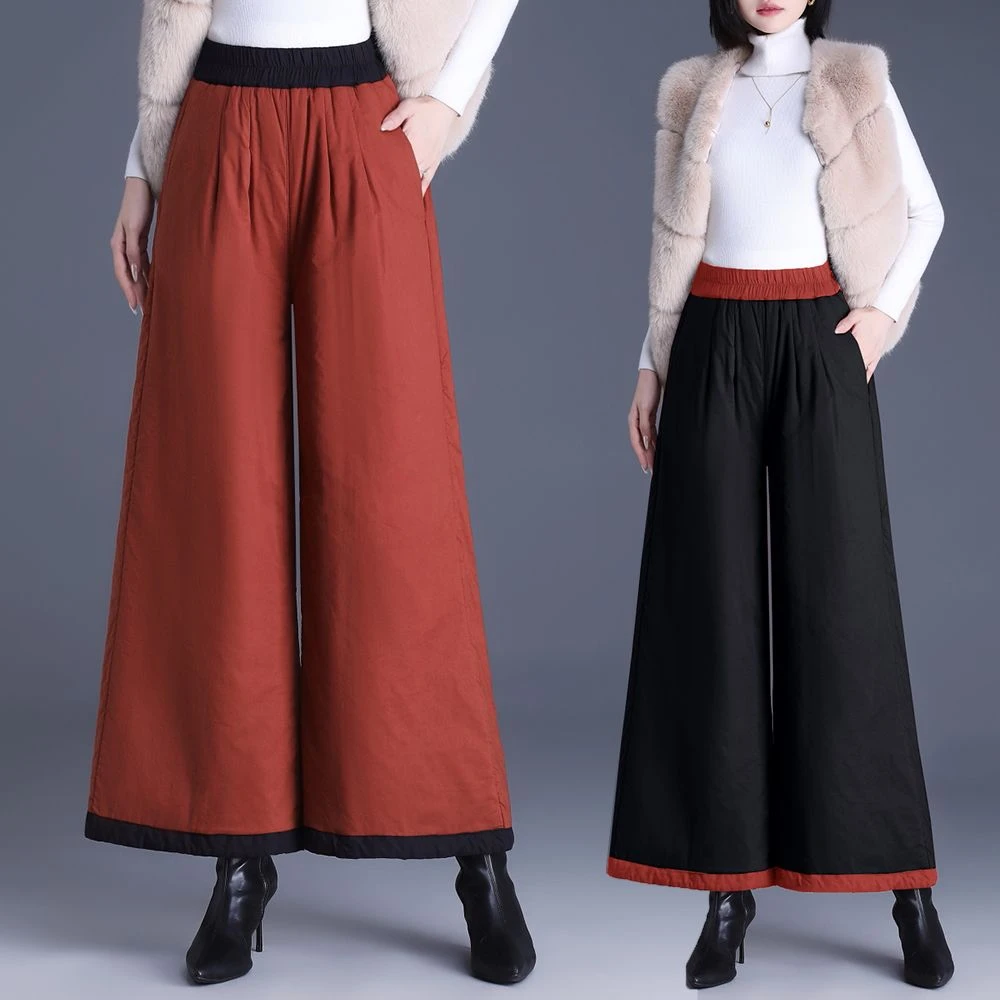 阔腿裤女冬季外穿保暖女裤秋冬妈妈装长裤加厚大码宽松厚款棉裤