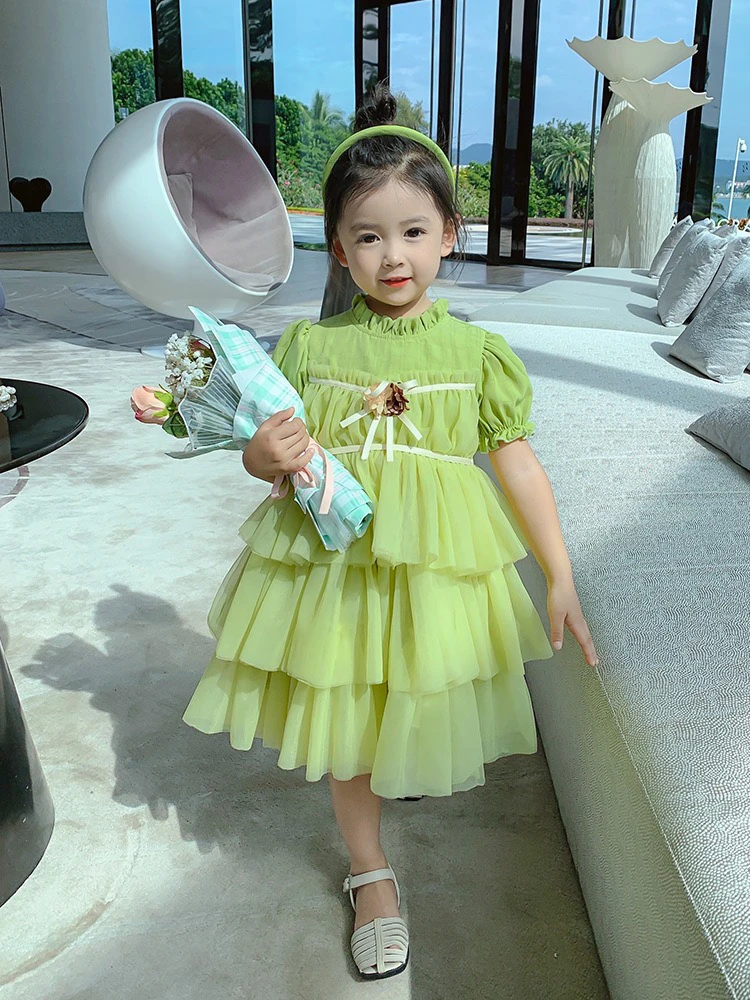 昕梦定制显肤白清新绿色洛丽塔蛋糕礼服裙公主裙