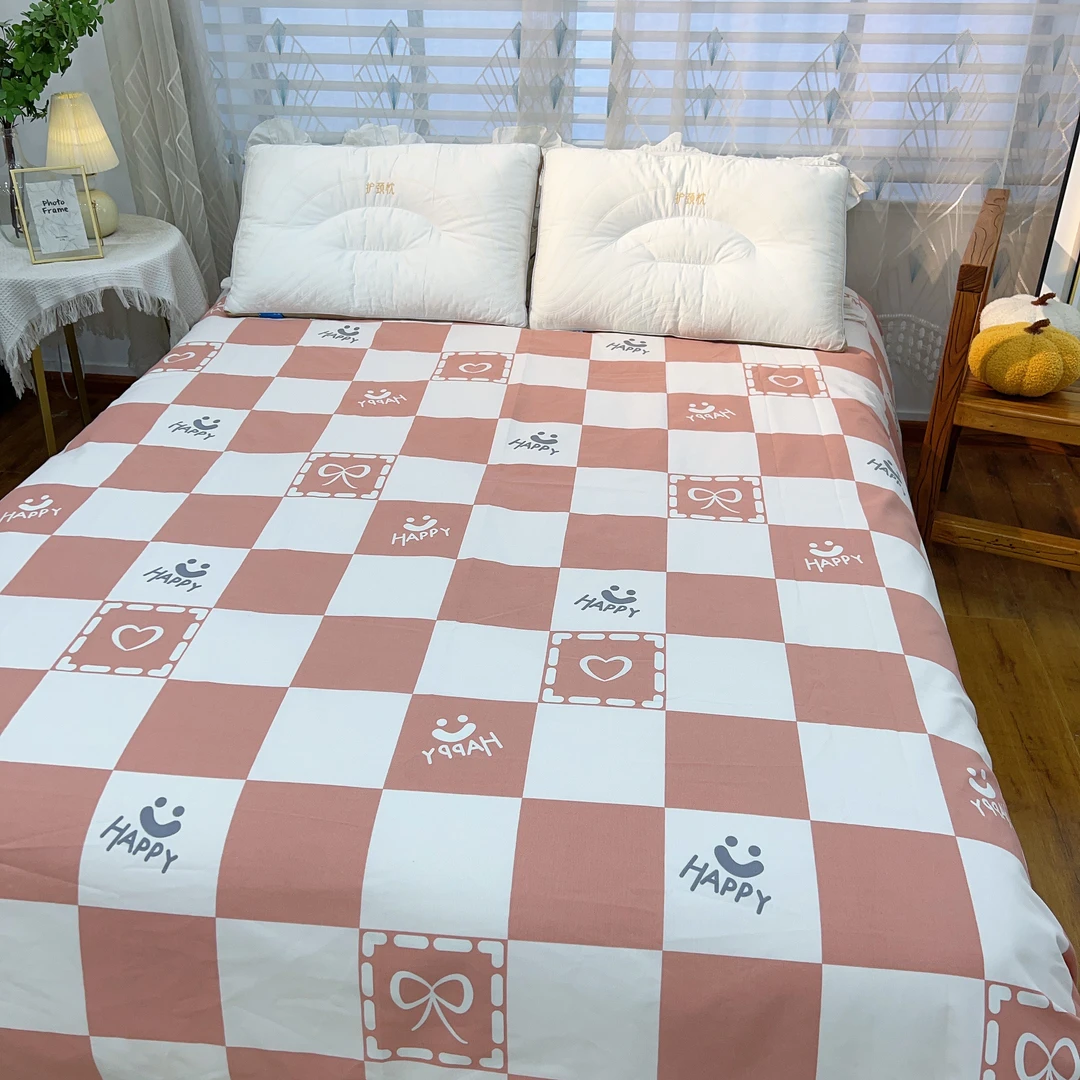 一帘幽梦粉 四季通用汉麻凉席老粗布帆布双人床单2.2X2.4