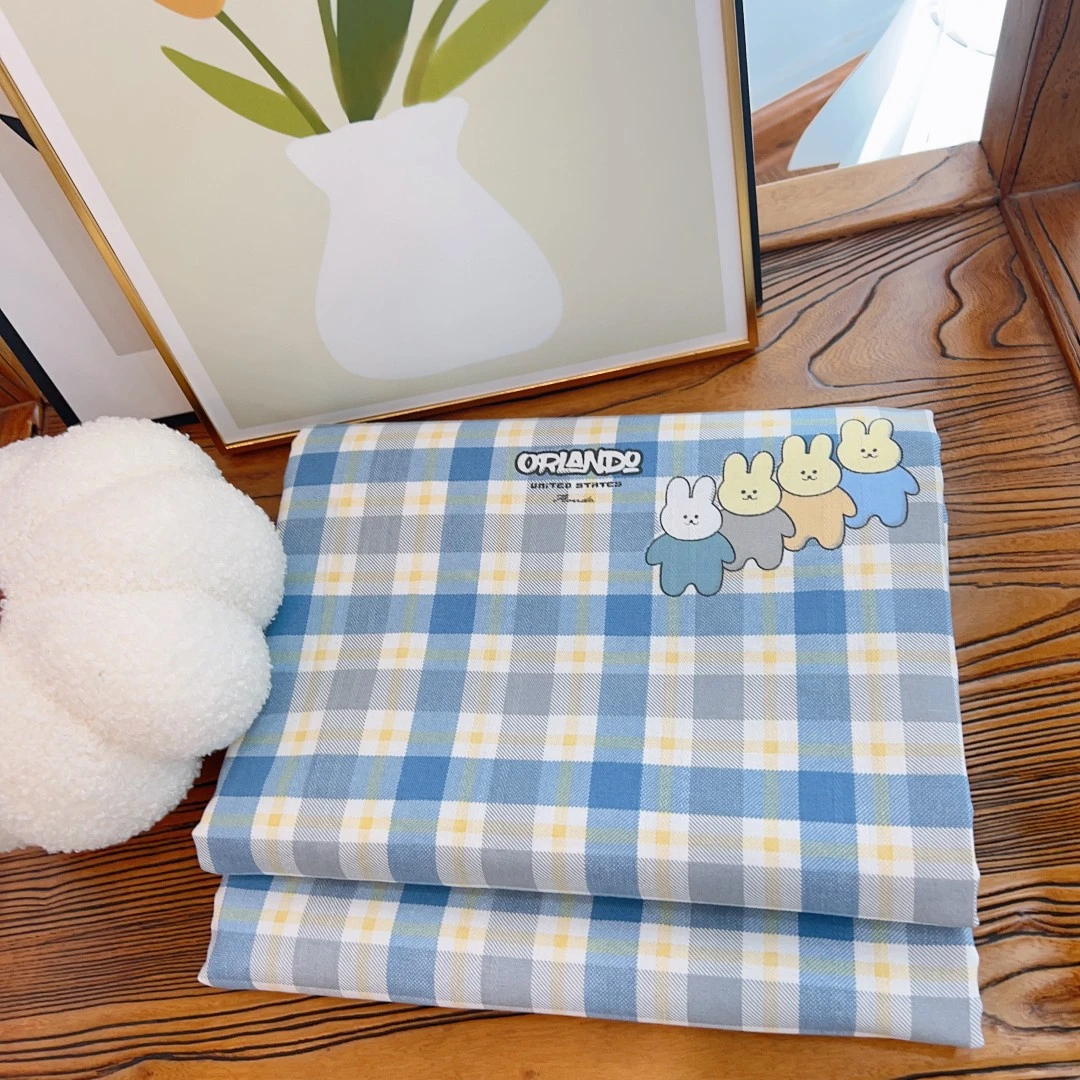 【玩趣蓝格】-1.6X2.4纯棉细纱老粗布床单，四季可用