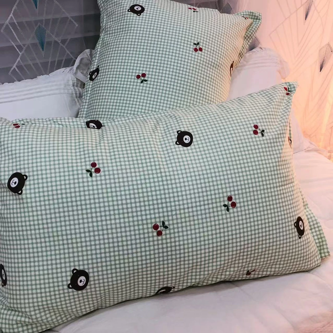 【小熊格-绿】小辣椒磨绒枕套一对48X74