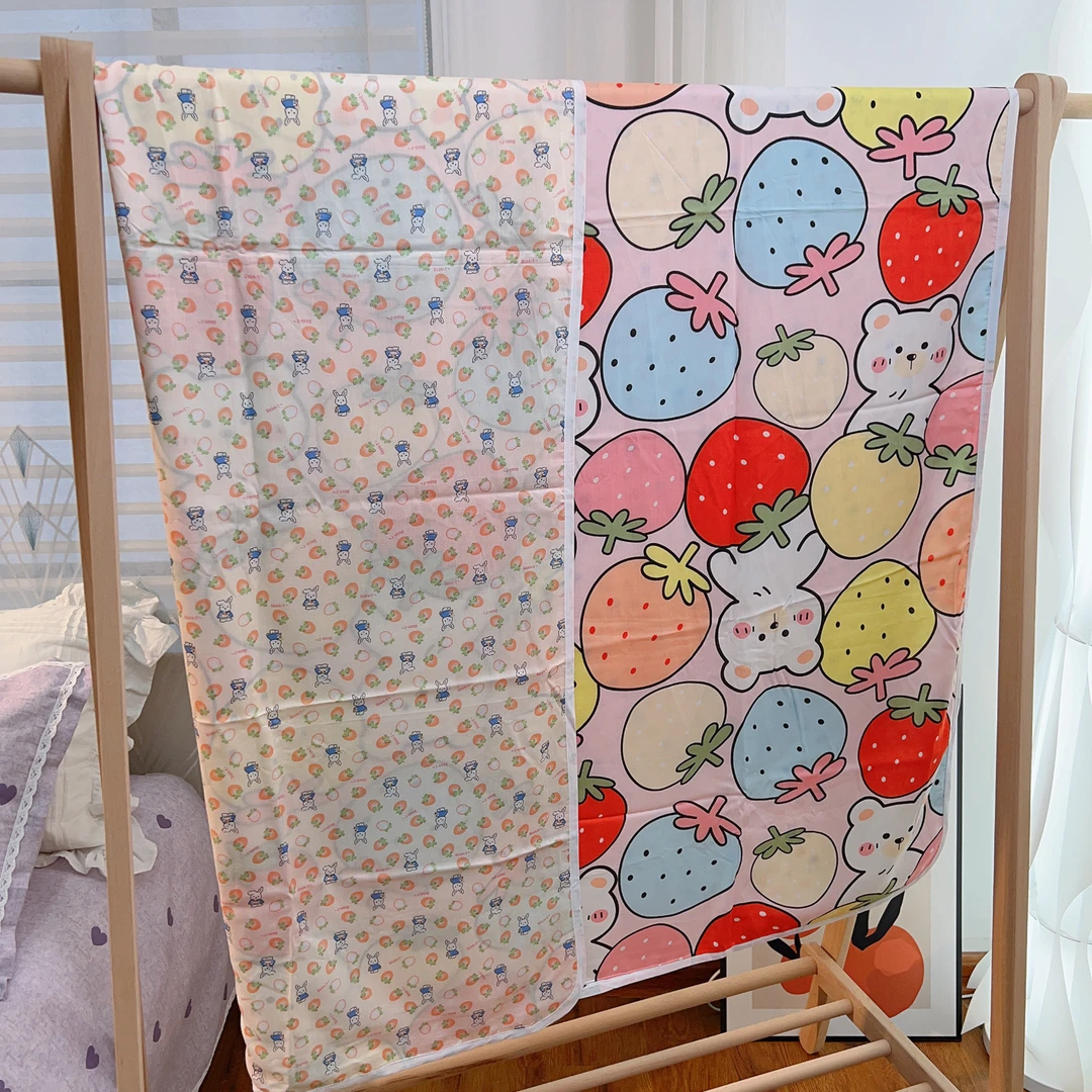 【大草莓】凉嗖嗖！好凉快！单人棉绸人造棉双层冷感毯，可铺可盖