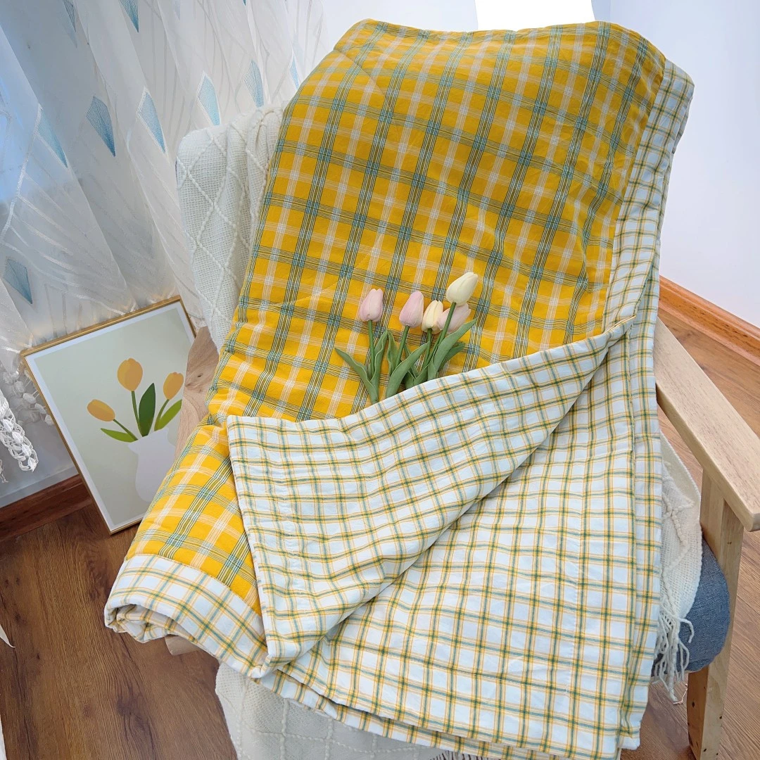 【早安-黄】A类全棉色织水洗棉可水洗棉花单人空调被夏凉被