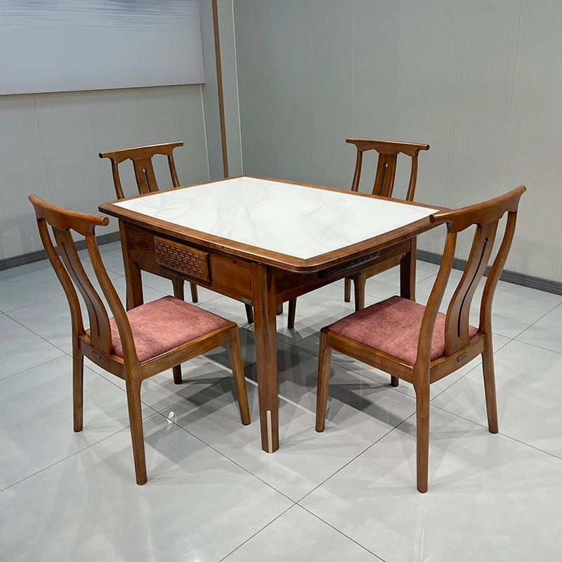 新中式实木麻将机餐桌两用高档全自动电动麻将桌家用新款茶桌一体