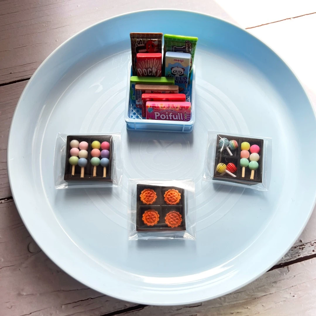 [满50包邮]微缩食玩--吐司面包月饼巧克力零食棒棒糖丸子串串pvc