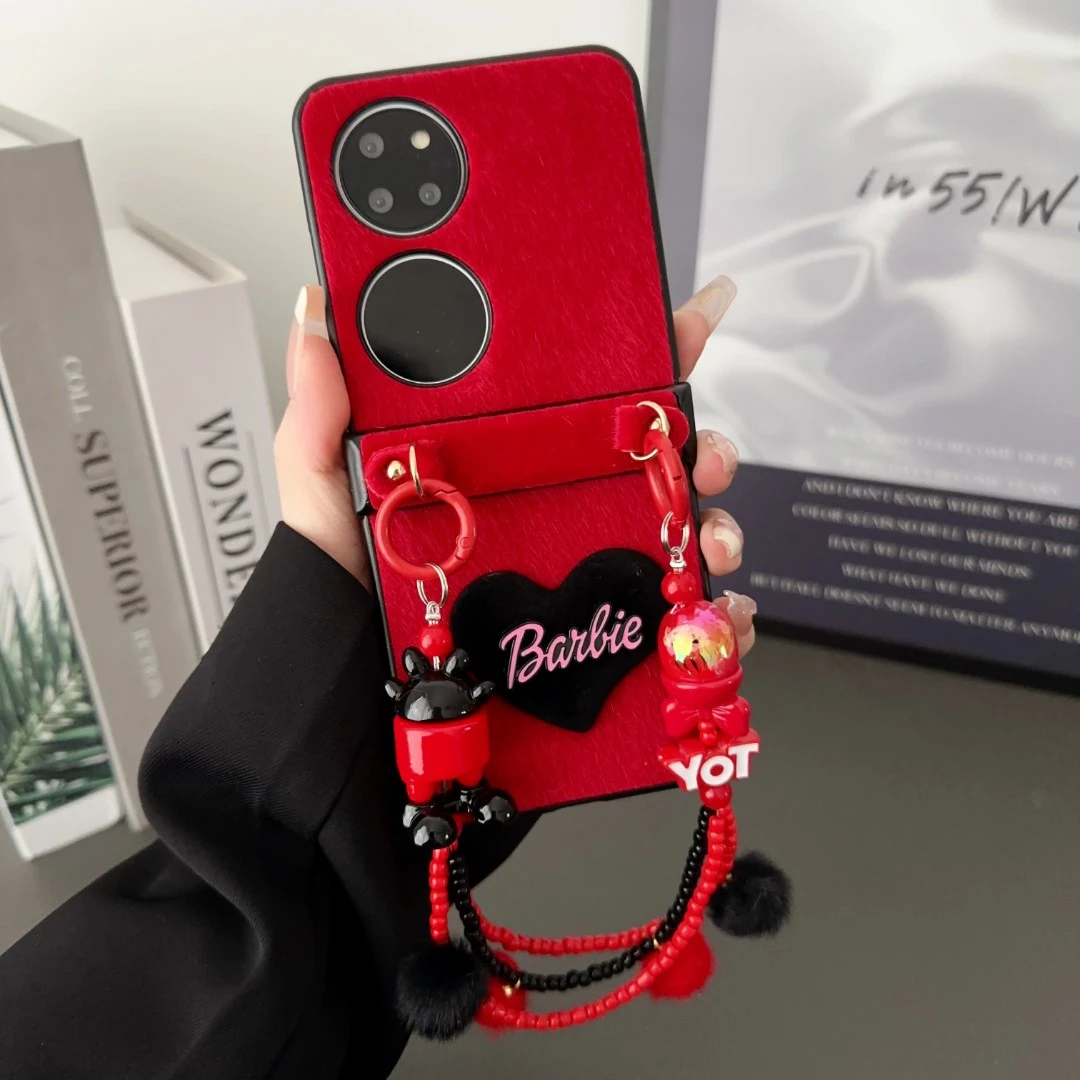 华为p50Pocket手机壳折叠屏Pocket S水貂高端毛绒保护套指环毛球