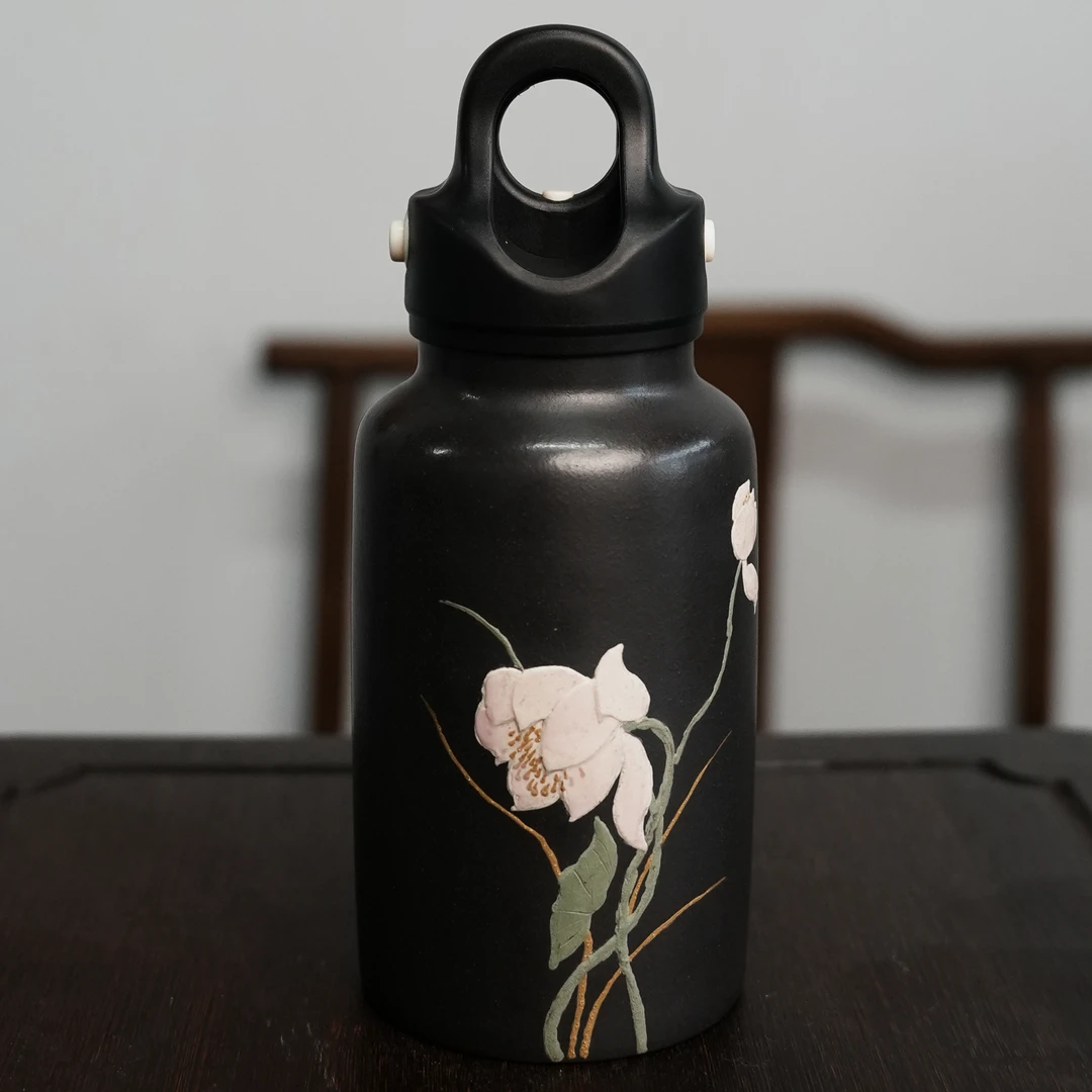 小荷花 宜兴紫砂 半手工  随行杯 车载杯 400cc