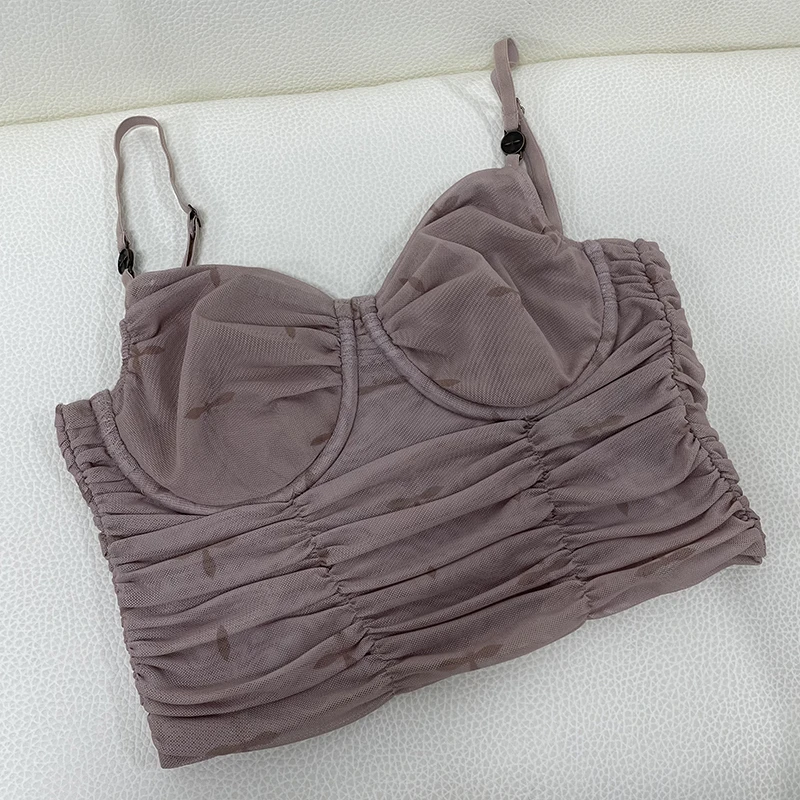 花园网纱胸衣吊带背心