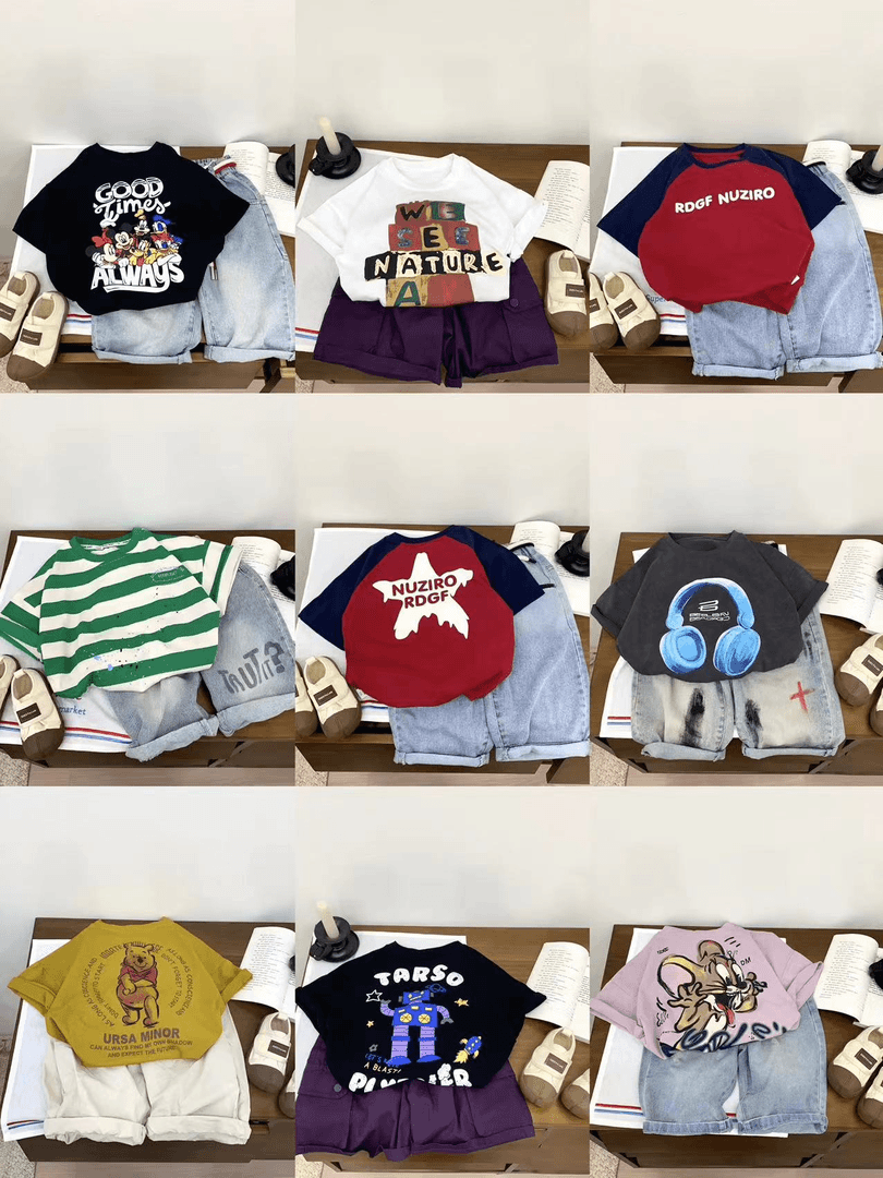 8【儿童夏季穿搭组合】2024韩版宽松时尚休闲夏季短袖短裤