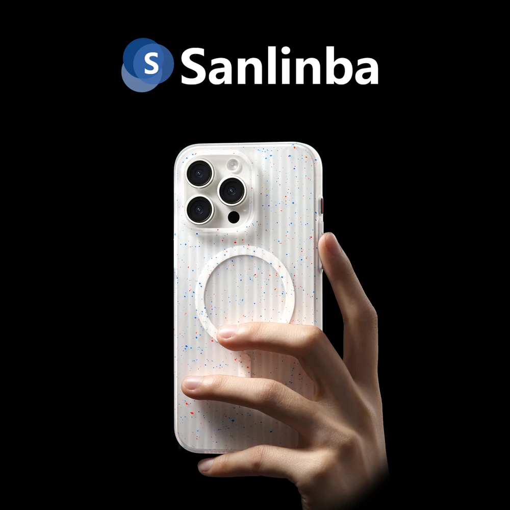 Sanlinba泼墨条纹磁吸手机壳适用苹果16ProMax/15/14磨砂肤感硬壳