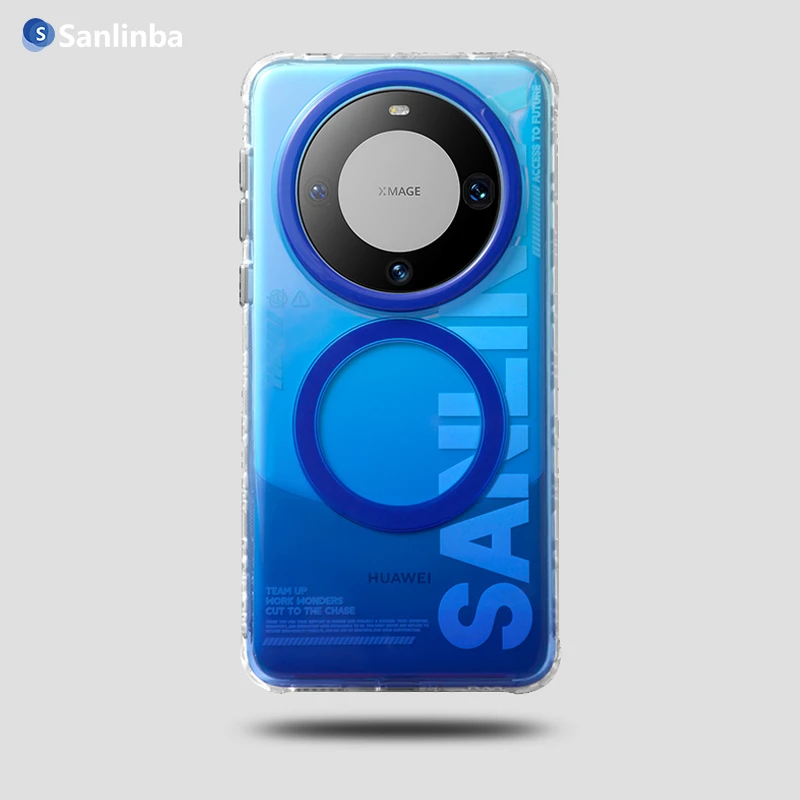 Sanlinba镭射磁吸手机壳适用于华为Mate60Pro+高级感渐变防摔全包
