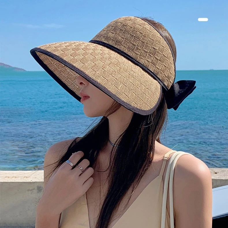 夏季女士超大帽檐遮脸草帽防紫外线遮阳帽时尚韩版户外百搭防晒帽