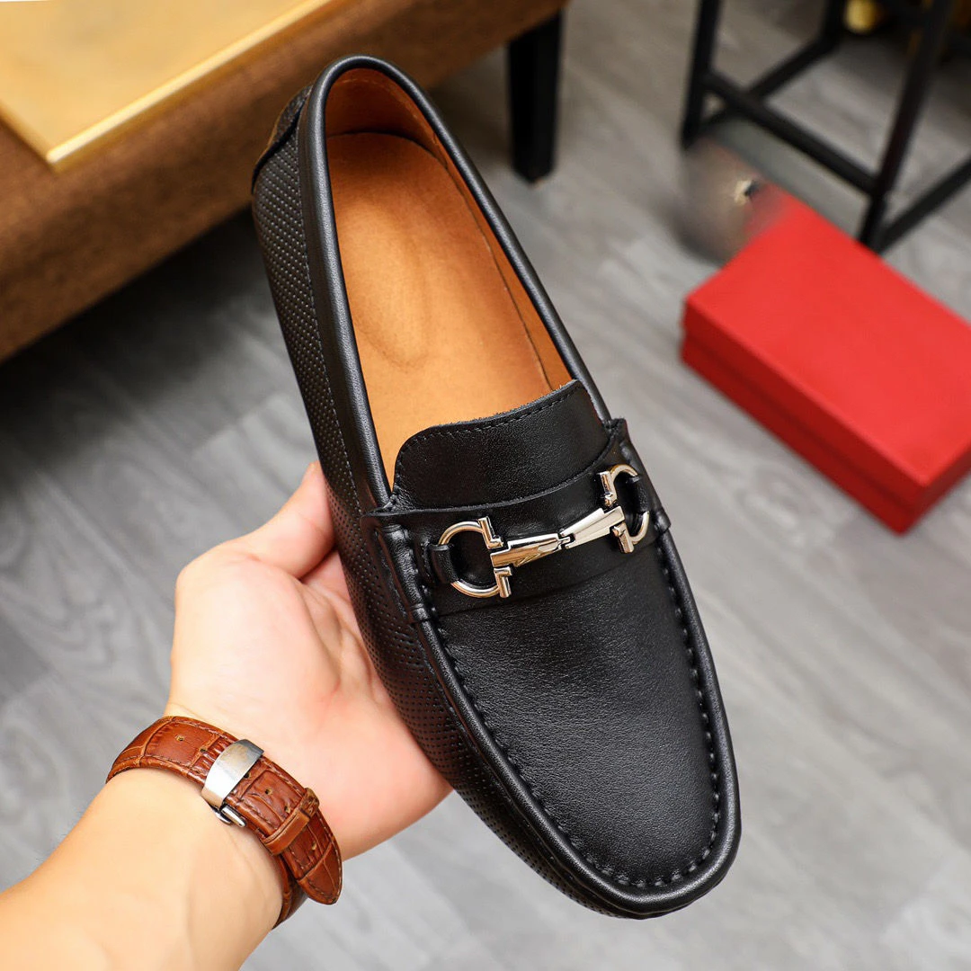 男士透气豆豆鞋懒人鞋高端真皮手工男鞋