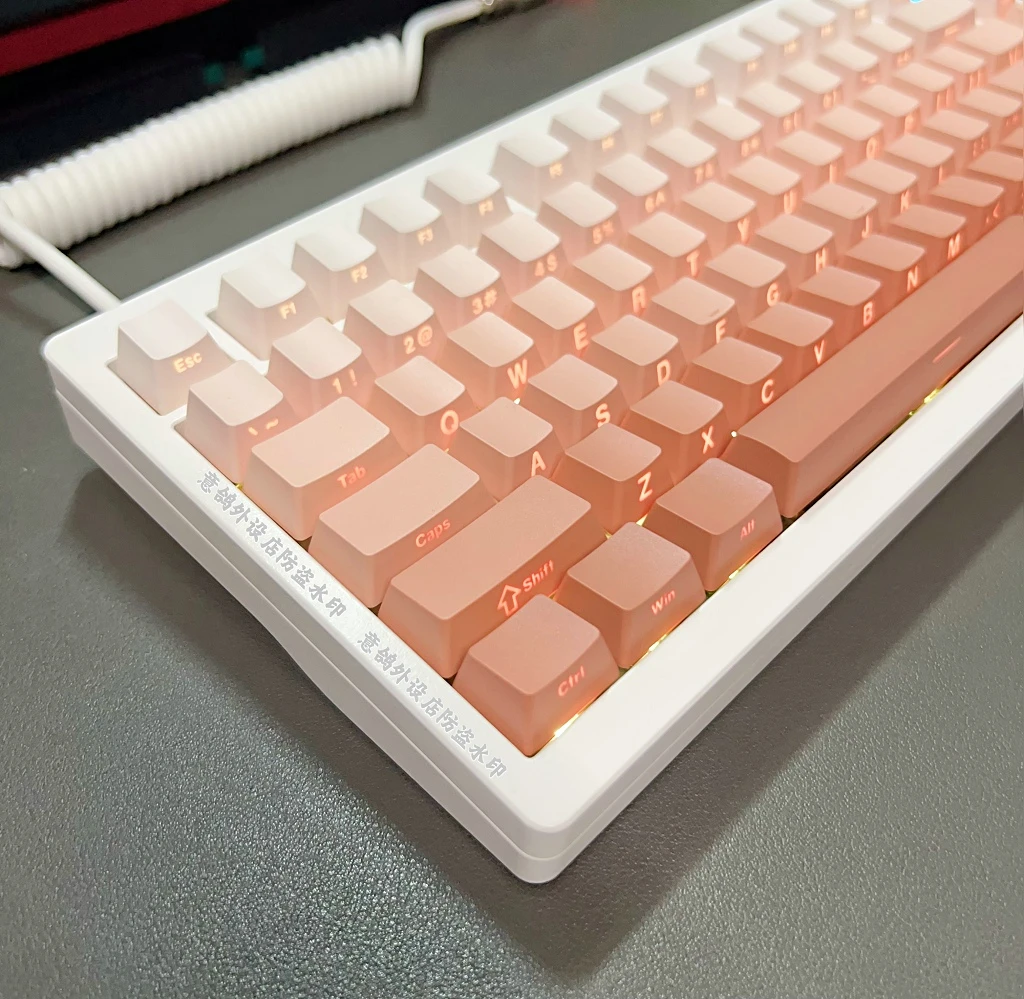 腮红侧刻透光键帽渐变原厂高度136键高含量PBT不掉色个性DIY键帽