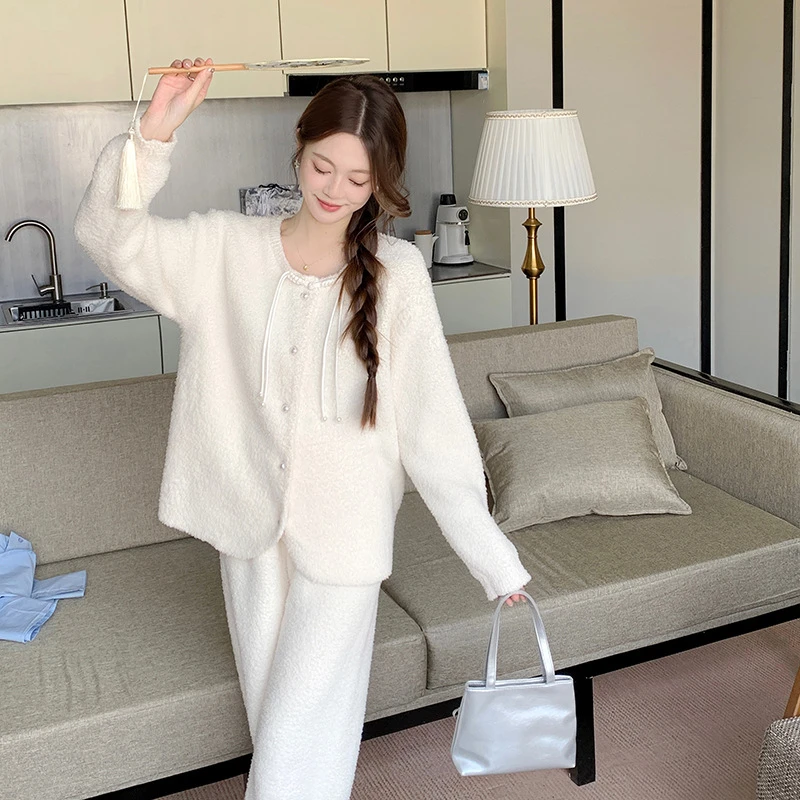 秋冬睡衣女2024新款新中式国风可外穿家居服气质软绵绵套装