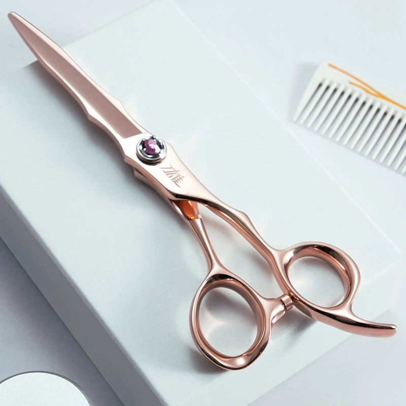 刀雄氪金美发剪刀理发剪粉末钢专业发型师平剪综合剪发廊玫瑰金