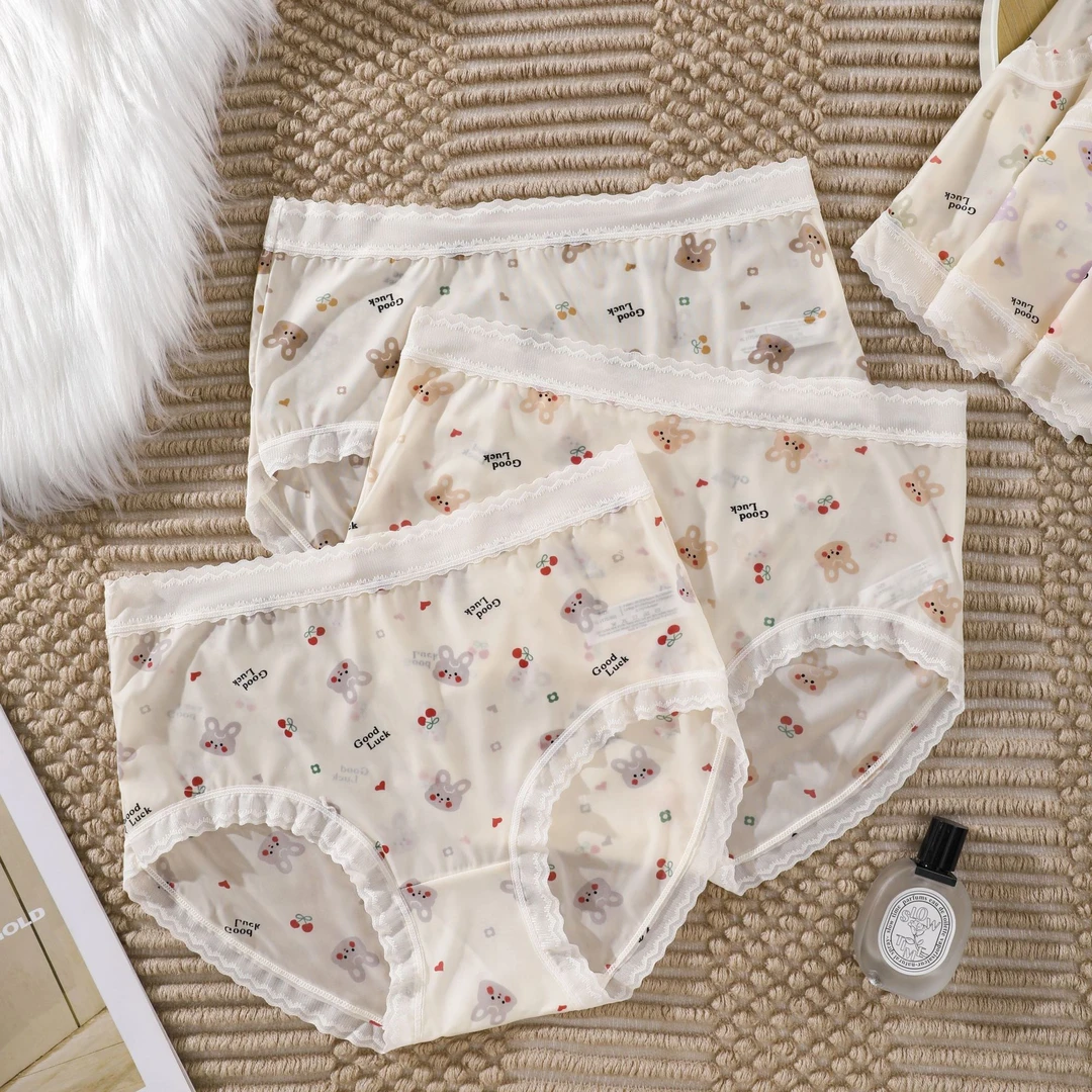 80-280斤冰感舒适薄款夏季大码冰丝透气中高腰印花女内裤