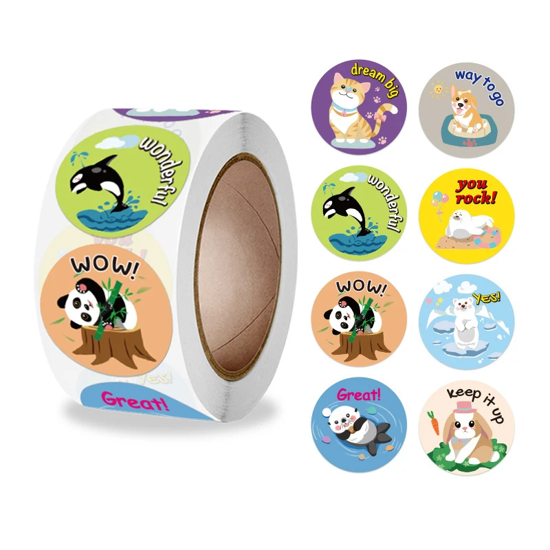 500贴/卷手账贴纸卡通萌趣动物可爱少女心贴画手工diy装饰封口贴