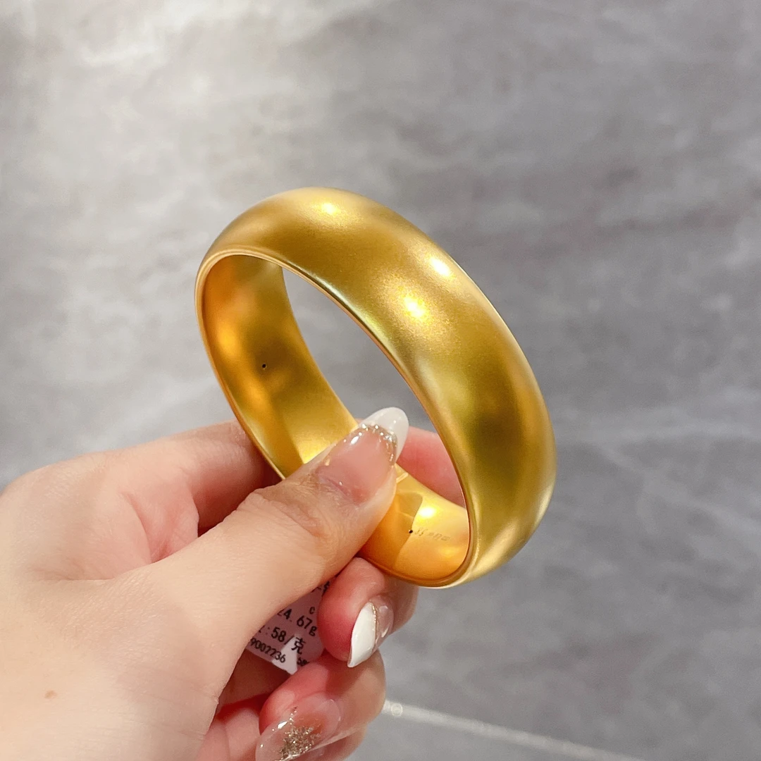 足金999 黄金首饰 卡18轮胎古法手镯 素圈时尚经典传承