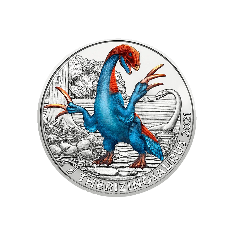 法定货币2021年超级夜光恐龙纪念币镰刀龙3欧彩色币正品