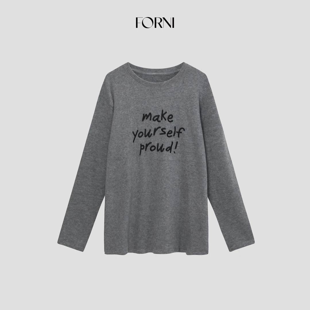 FORNI 挪威星空 字母刺绣简约T恤宽松休闲显瘦上衣