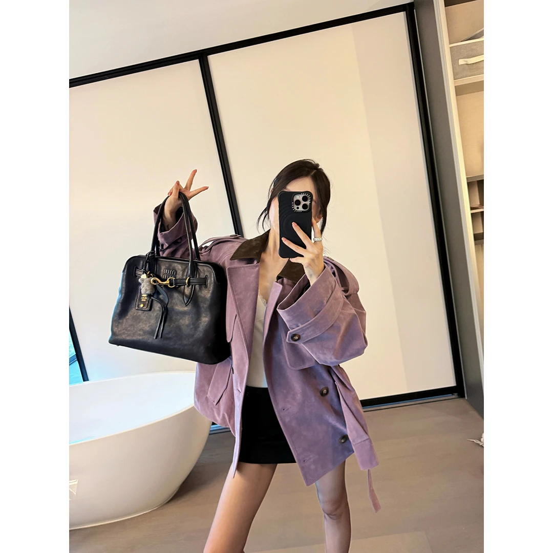 FORNI 人棉私人庄园紫色翻领短外套紫色翻领短外套呢大衣