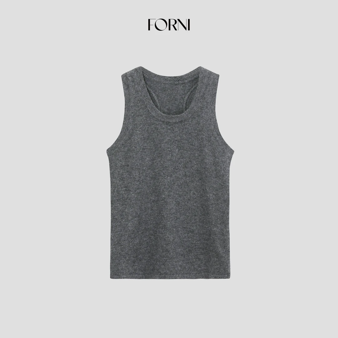 FORNI 羊绒系列 U领无袖背心修身显瘦气质百搭羊毛上衣