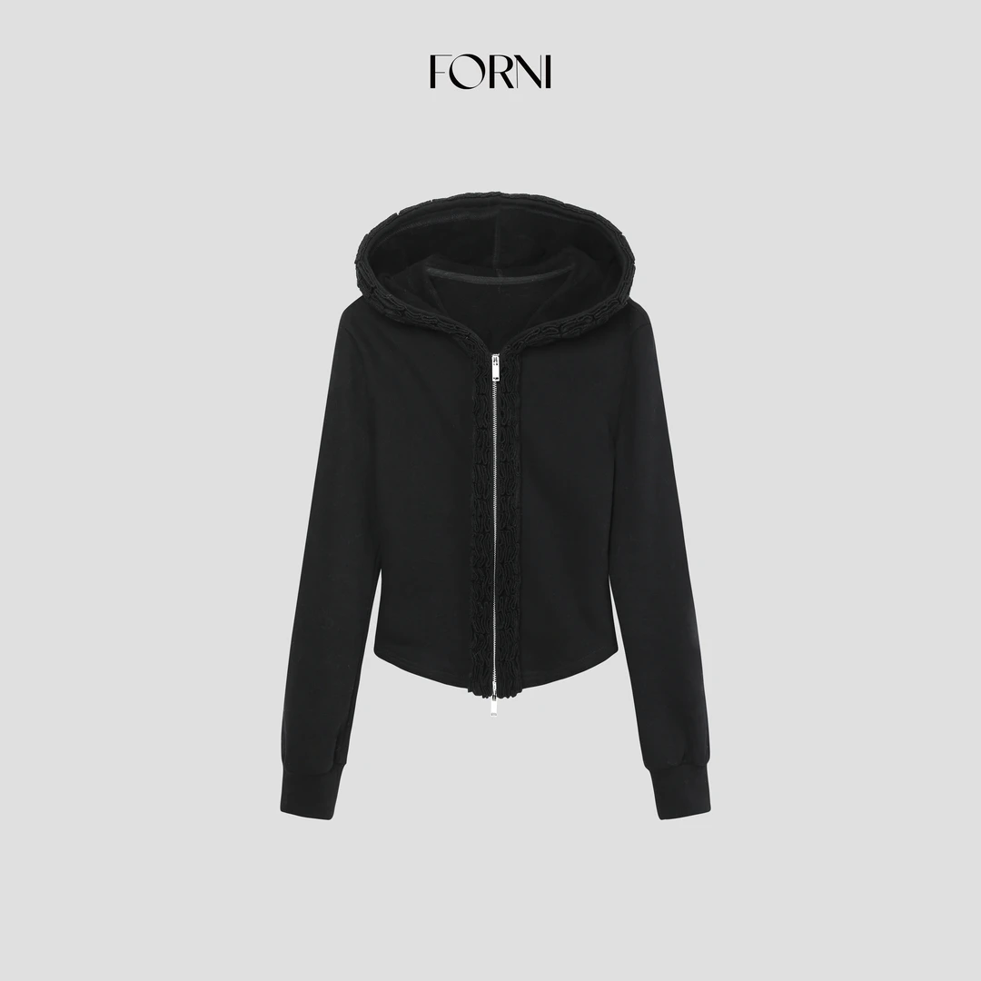 FORNI 小恶魔 连帽拉链短外套修身显瘦百搭上衣