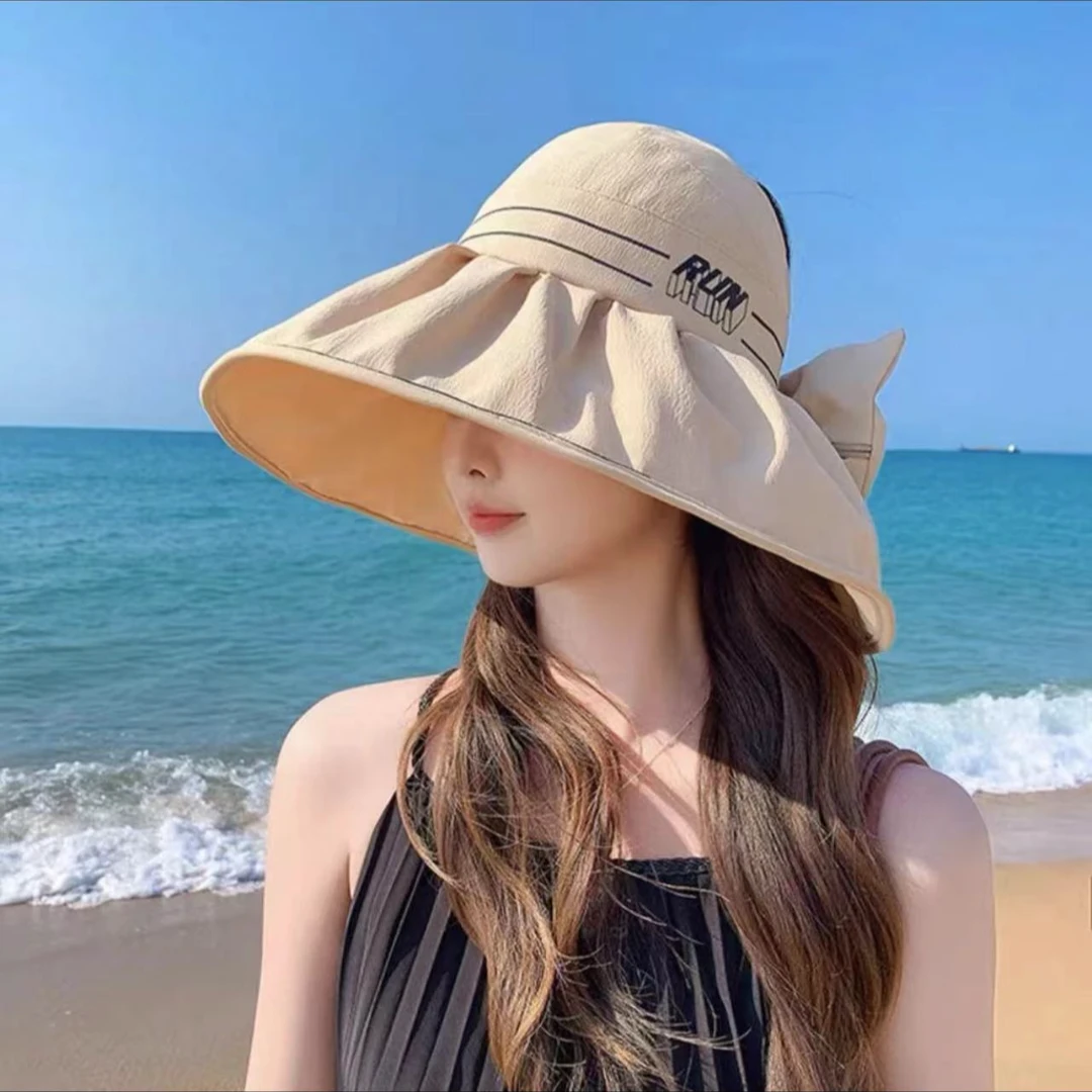 新款贝壳遮阳帽空顶防晒女韩版黑胶大檐夏季太阳帽子女