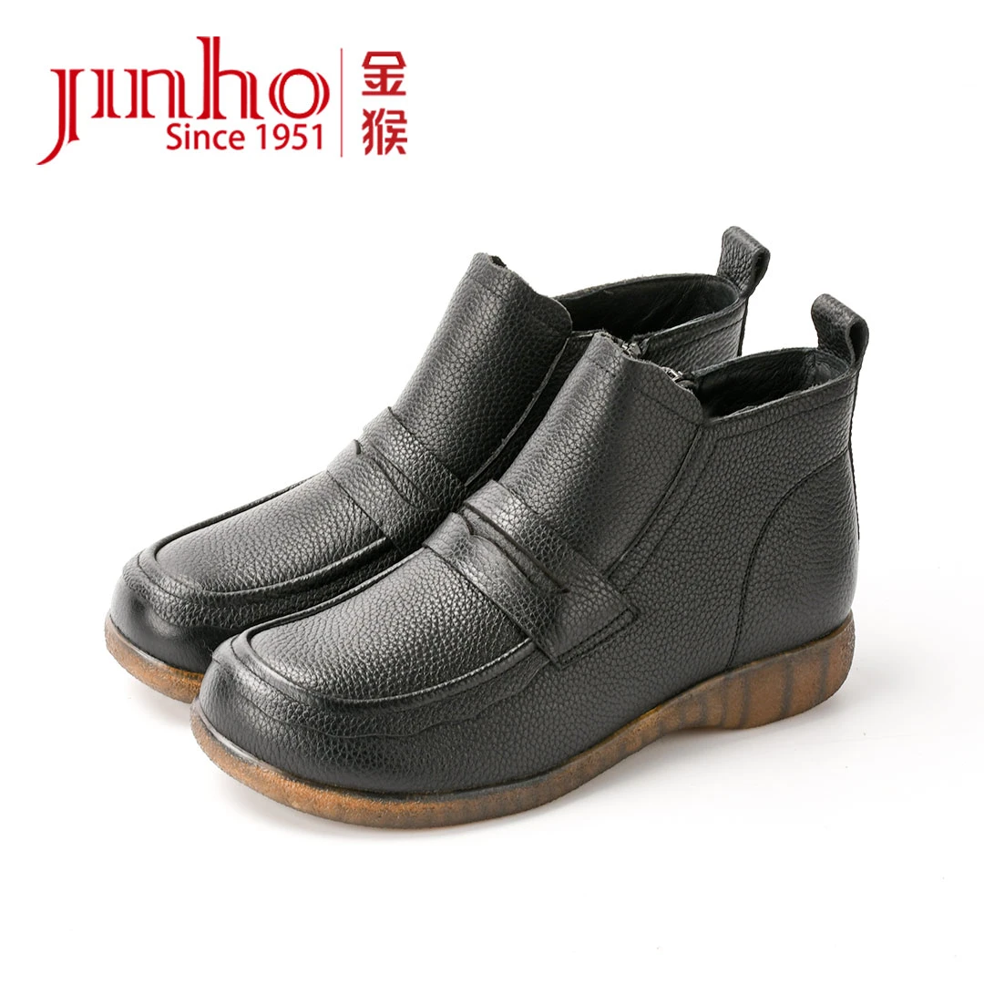 Jinho/金猴舒适时尚加绒保暖冬季百搭英伦短筒女士短靴4501722A