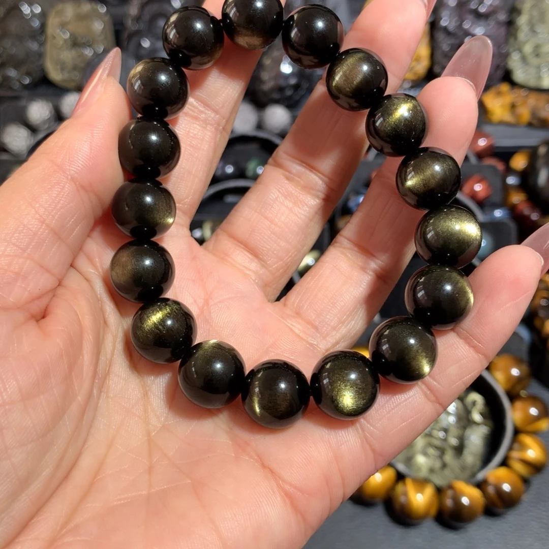 黑曜岩手串未镶嵌摘***酒
