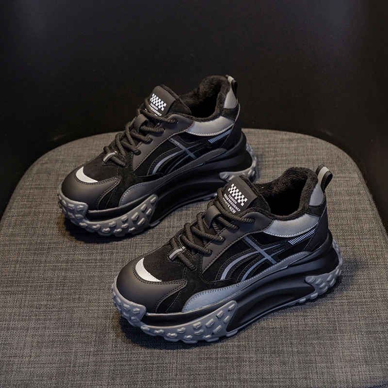 真皮老爹鞋女款2025秋冬新款厚底内增高加绒女鞋爆款休闲运动鞋子