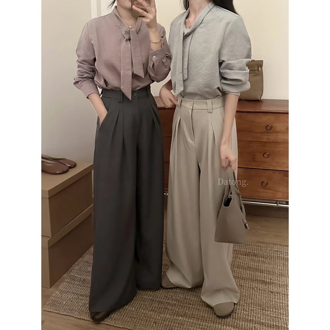【Datong】早秋新款西装裤高腰休闲显瘦直筒阔腿裤长裤气质休闲裤