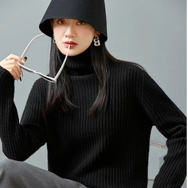 100%羊毛无缝高领打底衫长袖保暖修身韩版秋冬时尚百搭女士6609