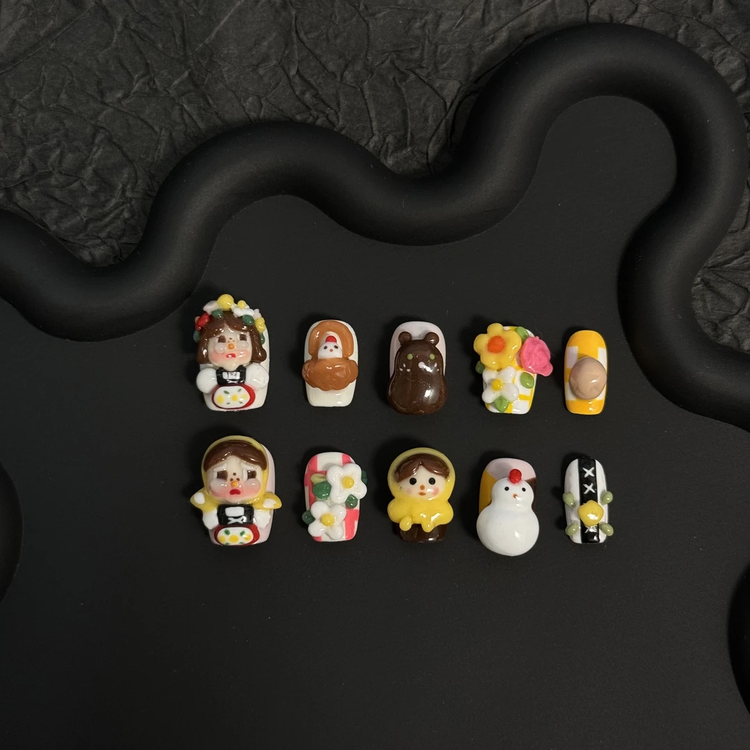 【俄罗斯·哭娃】纯手捏纯手绘手工定制穿戴甲高级感可爱美甲穿戴式